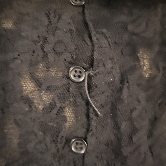 Vintage Y2K Ralph Lauren Black Lace Long Sleeve Shirt With Satin Belt Sz Medium - Picture 6 of 6